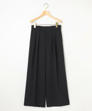 組曲 ドライタッチツイル ワイドパンツ ブラック系