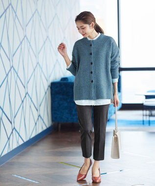 Tiaclasse 【洗える】クルーネックメランジカーディガン グリーン