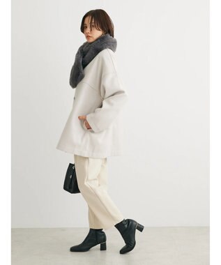 Green Parks 洗えるノーカラーショートコート Light Beige