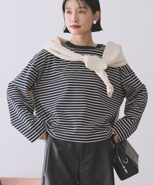 AMERICAN HOLIC カラーボーダークロップド丈プルオーバー Navy