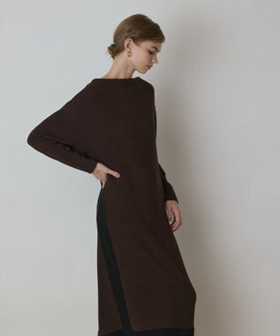 GRACE CONTINENTAL バイカラーカットワンピース ブラウン