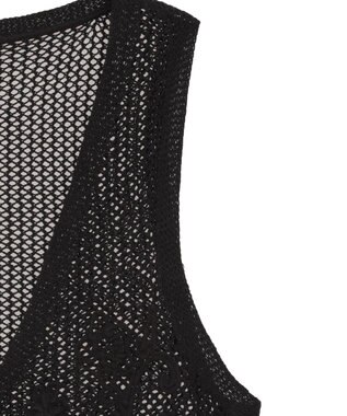 earth music&ecology フラワー刺繍メッシュベスト Black