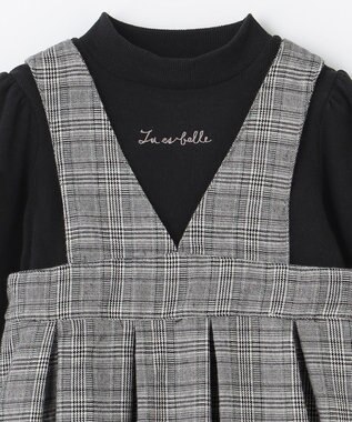 ANY KIDS ドッキングチェックワンピース モノトーン系