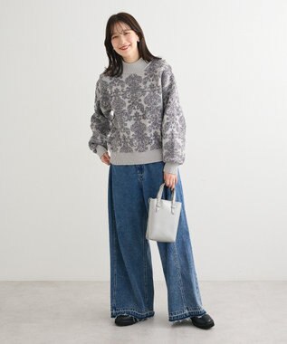 Green Parks ・ｓｗｉｎｇ　ｂｙ　アラベスクジャカードニット Gray