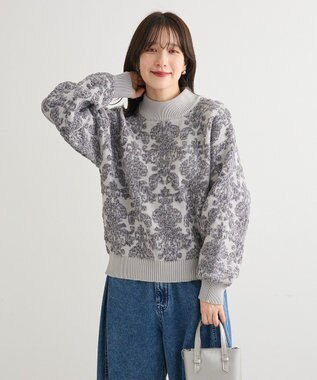 Green Parks ・ｓｗｉｎｇ　ｂｙ　アラベスクジャカードニット Gray