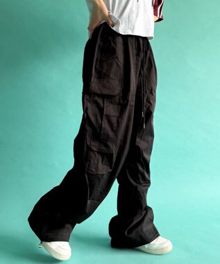 WEGO 【ウエストゴム】イージーカーゴパンツ ブラック