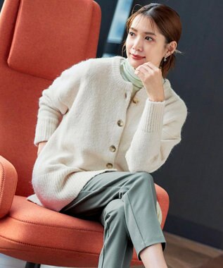 Tiaclasse 【洗える】クルーネックメランジカーディガン オフホワイト