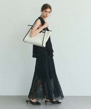 GRACE CONTINENTAL レース切替ティアードスカート ブラック