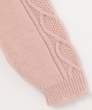 ANY KIDS リボン ケーブル ニット ピンク