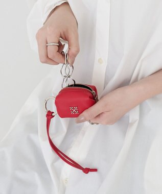russet カラビナ付き レザーミニポーチ型チャーム(Z-220) S.Red