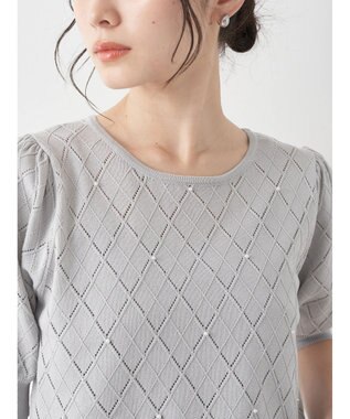 earth music&ecology アーガイルスカシパールニットプルオーバー Light Gray