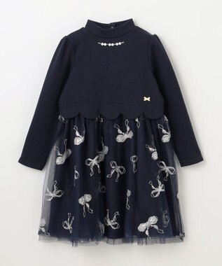 ANY KIDS ドッキングチュールワンピース ネイビー×ネイビー