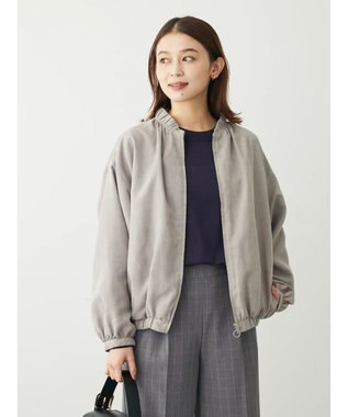 Green Parks スウェード調ギャザーブルゾン Gray