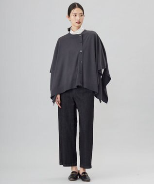 J.PRESS LADIES S 【洗える】SOFT TOUCH WOOL ニット ポンチョ スレート系