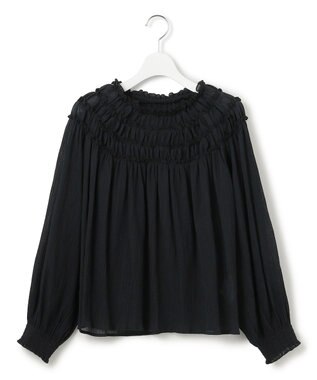 23区 【SLOW/一部店舗限定】コットンクレープ ブラウス ブラック系