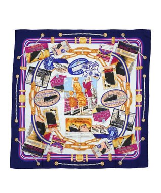 Marca ＜秋の新作！＞【 Marcaオリジナル】ボヤージュ 大判 シルクツイル スカーフ ネイビー