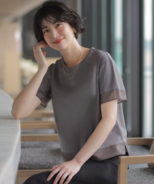 J.PRESS LADIES 【シーンレスに活躍】コットンスムース シアーデザイン カットソー