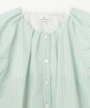 組曲 KIDS 【150-160㎝】サマーストライプ ブラウス セージ系1