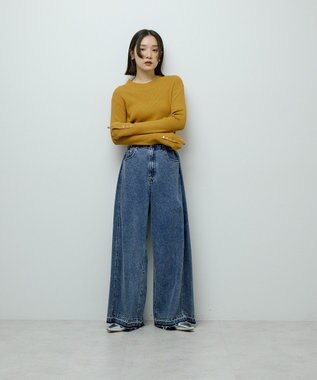 Green Parks 袖口金釦リブニットプルオーバー Yellow