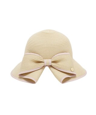 Maison de FLEUR 【手洗い可能】リボンスリットパイピングハット Pink