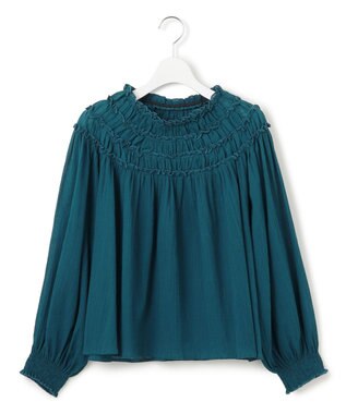 23区 【SLOW/一部店舗限定】コットンクレープ ブラウス ダルブルー系