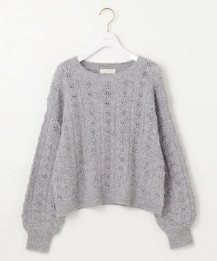 ANY SIS 【洗える】透かし編みスパンコール ニット ライトグレー