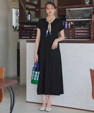 Tiaclasse 【接触冷感・洗える】イージーカットソーロングワンピース ブラック