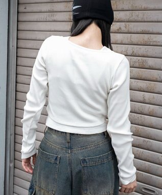 WEGO レイヤード風レースアップトップス ホワイト