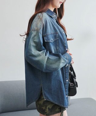 WEGO デニムウエスタンBIGシャツ デニム中濃色