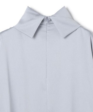 BEIGE， 【洗える・Precious 11月号掲載】LLOYD / ハンマーサテンロールカラー半袖ブラウス Dull Blue