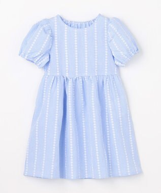 ANY KIDS 【洗濯機可能】サッカー ストライプワンピース サックスブルー