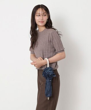 MOONBAT 【一級遮光/晴雨兼用/遮熱/UV】PAUL&JOE ACCESSOIRES(ポール & ジョー)晴雨兼用日傘 クリザンテームワンポイントフリル ネイビーブルー