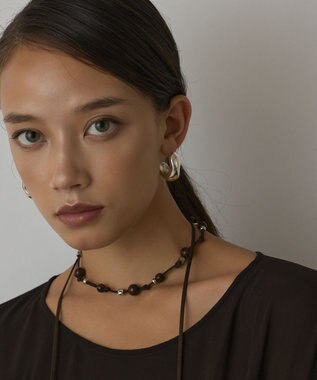 GRACE CONTINENTAL ビーズレザーチョーカー ブラウン
