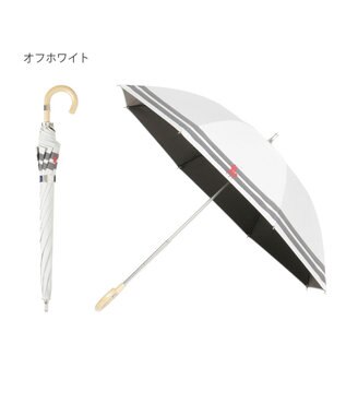 MOONBAT POLO RALPH LAUREN（ポロ ラルフローレン）晴雨兼用日傘 ボーダー ポロポニー 長傘 遮光率100％ 遮熱 UV オフホワイト