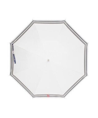 MOONBAT POLO RALPH LAUREN（ポロ ラルフローレン）晴雨兼用日傘 ボーダー ポロポニー 長傘 遮光率100％ 遮熱 UV オフホワイト