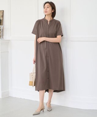自由区 L 【WEB限定・洗える】ディフォームピケ ワンピース ブラウン系