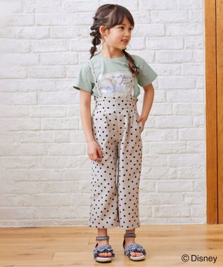 ANY KIDS 麻ライク ドット柄 ガウチョ ベージュドット