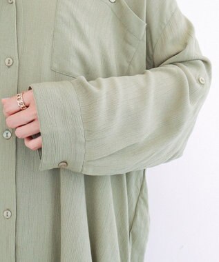 Green Parks Ｉ　ターンバック長袖レーヨンチュニック Khaki