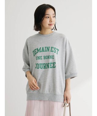 Green Parks ７分袖ロゴ裏毛プルオーバー Gray Mixture