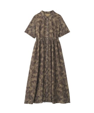 YECCA VECCA サファリ柄フレアシャツワンピース Beige