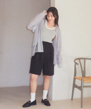 earth music&ecology フリルニットタンクトップ Border