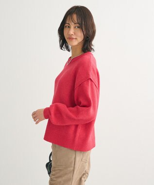 Green Parks 袖かのこニットプルオーバー Pink