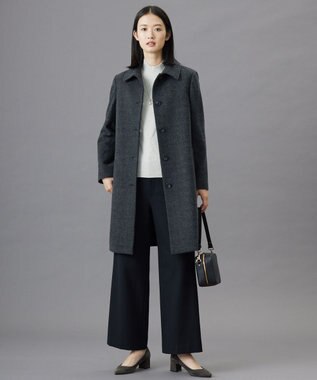 J.PRESS LADIES ショートビーバー ステンカラー コート チャコール系