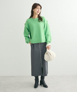 Green Parks 袖かのこニットプルオーバー Pink