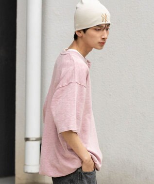 WEGO 【ユニセックス着用ITEM/MLサイズ展開】スラブヘンリーネックT（SS） ピンク