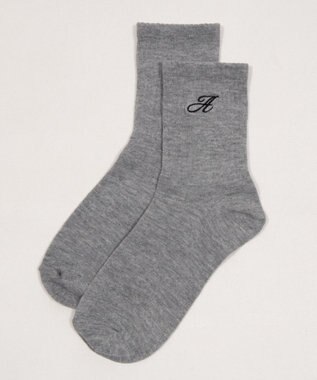 WEGO アルファベット刺繍ソックス グレー