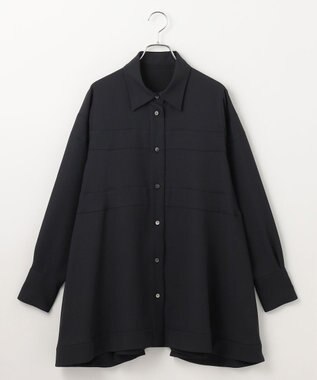 #Newans 【洗濯機可能】Aラインパネルチュニックシャツ ブラック