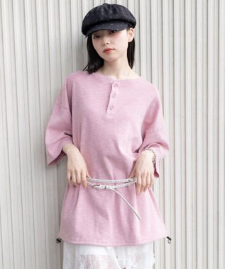 WEGO 【ユニセックス着用ITEM/MLサイズ展開】スラブヘンリーネックT（SS） ピンク