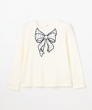 ANY KIDS ドットリボン 長袖Tシャツ ホワイト