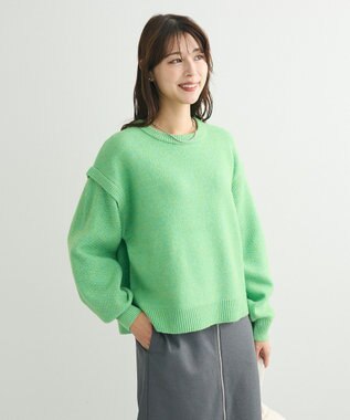 Green Parks 袖かのこニットプルオーバー Pink